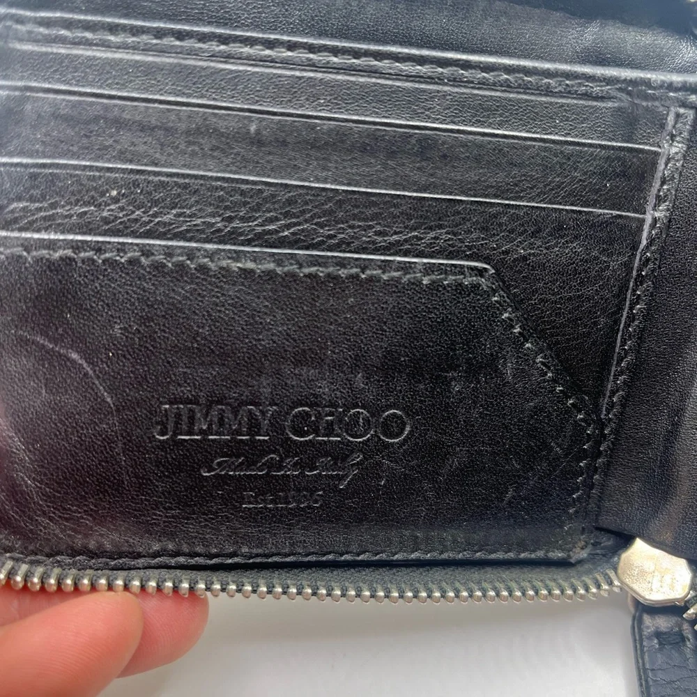 JIMMY CHOO Bi-fold Wallet Black Men'Authentic D:0.79” H:4.33” W:4.53” 5978